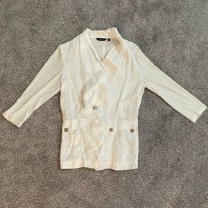 Marisfrolg Women's Size 42 White Lightweight 100% Viscose Long Sleeve Jacket